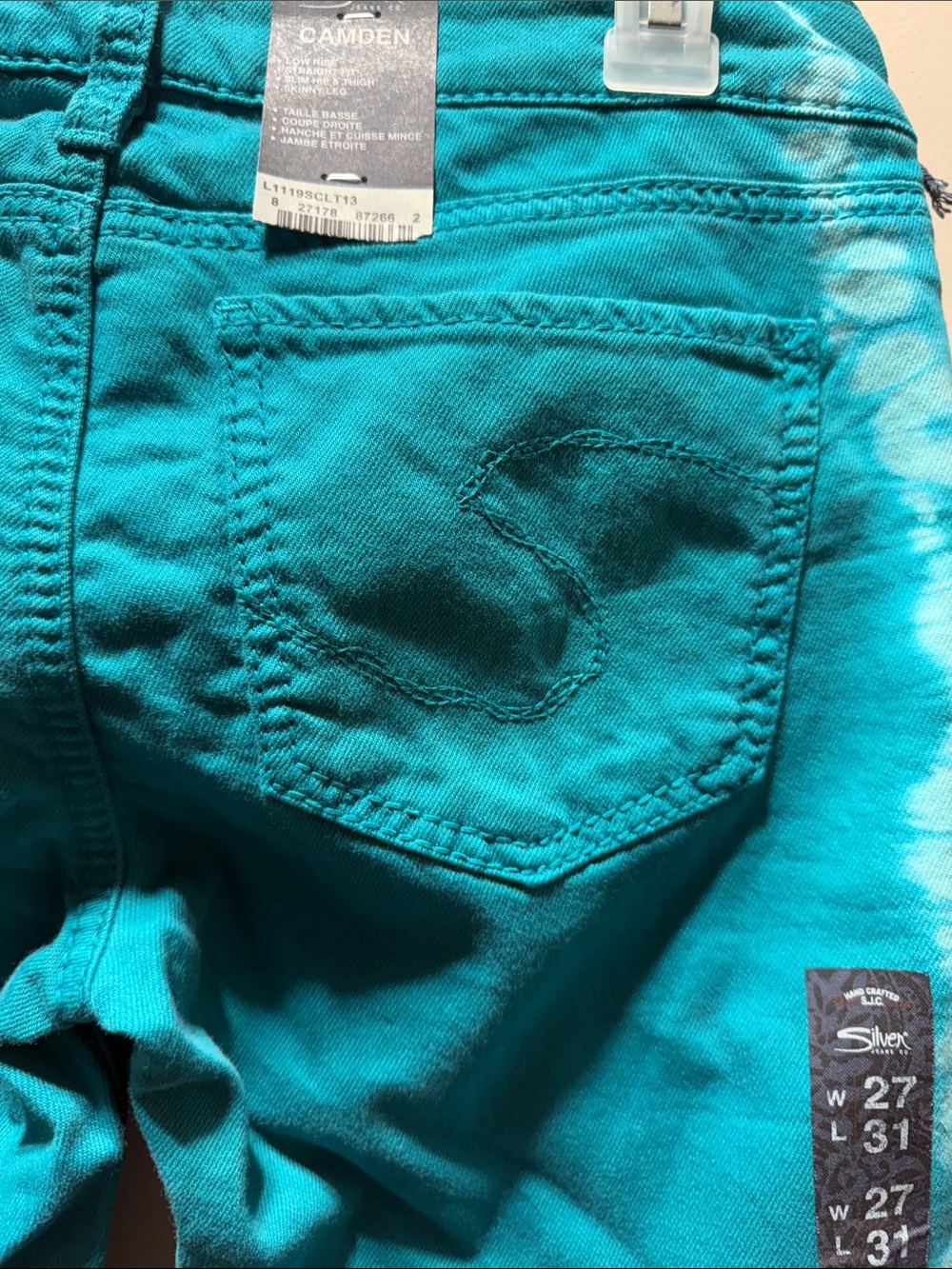 Silver Jeans Women's Teal Tie-Dye Skinny Jeans - Picture 8 of 8